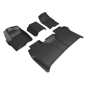 GMC Sierra Crew Cab Floor Mats - Front + Rear - 3D MAXpider - Kagu - Black - `19-`26 GMC Sierra Crew Cab Floor Mats - Front + Rear - 3D MAXpider - Kagu - Black - `19-`26